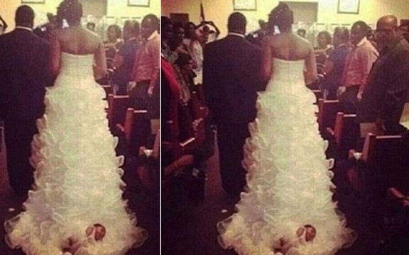 Ludost kakvu još niste videli: Mlada vezala novorođenče za venčanicu?!