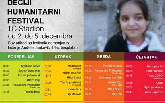 Dečiji humanitarni festival: Budimo podrška maloj Anđeli Janković, pomozimo joj da sačuva osmeh!